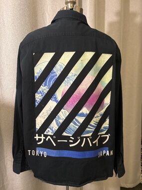 Custom Upcycled "Savage Vibe" Utility Shirt Jacket